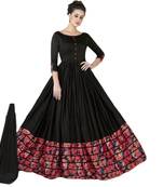 Black Hand Woven Satin Anarkali Suit