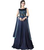 Navy Blue Hand Woven Satin Salwar