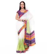 Beige Embroidered Chiffon Saree With Blouse