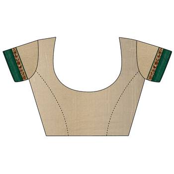 Beige Embroidered Velvet Saree With Blouse 4