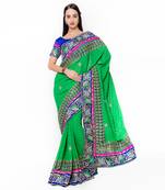 Green Embroidered Silk Saree With Blouse