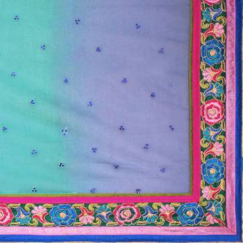Blue Embroidered Net Saree With Blouse 5