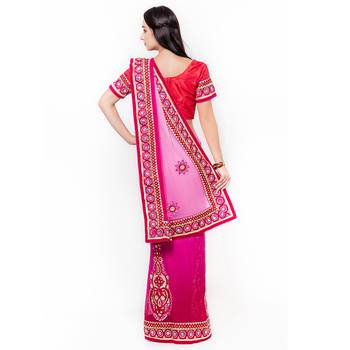 Purple Embroidered Georgette Saree With Blouse 3