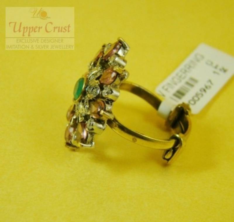 American Diamond Victorian Antique Style Adjustable Cocktail Ring