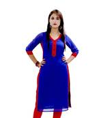 Blue plain cotton ethnic-kurtis