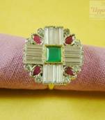 square Victorian Antique Style AD CZ Adjustable Cocktail Ring