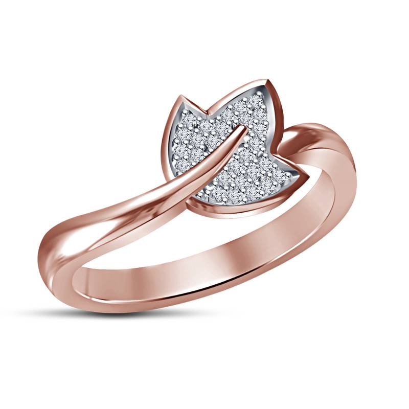 14k rose gold plated ladies fancy leaf design wedding bypass style