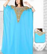 Sky Blue  Embroidered  Faux Georgette  Farasha