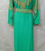 Green Georgette Hand Embroidery Stitched Abaya