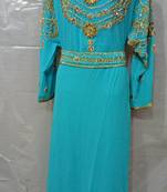 Light Blue Georgette Hand Embroidery Stitched Abaya