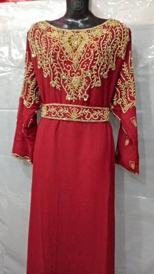 Brown Georgette Hand Embroidery Stitched Abaya 1