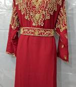 Brown Georgette Hand Embroidery Stitched Abaya