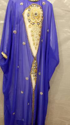Blue Georgette Hand Embroidery Stitched Abaya 1
