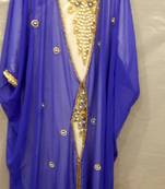 Blue Georgette Hand Embroidery Stitched Abaya