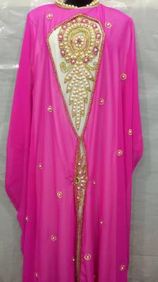 Pink Georgette Hand Embroidery Stitched Abaya 1