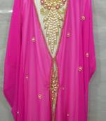 Pink Georgette Hand Embroidery Stitched Abaya