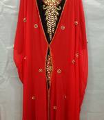 Red Georgette Hand Embroidery Stitched Abaya