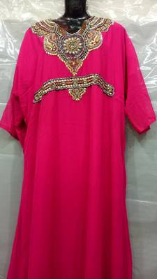 Pink Georgette Hand Embroidery Stitched Abaya 1