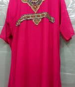 Pink Georgette Hand Embroidery Stitched Abaya