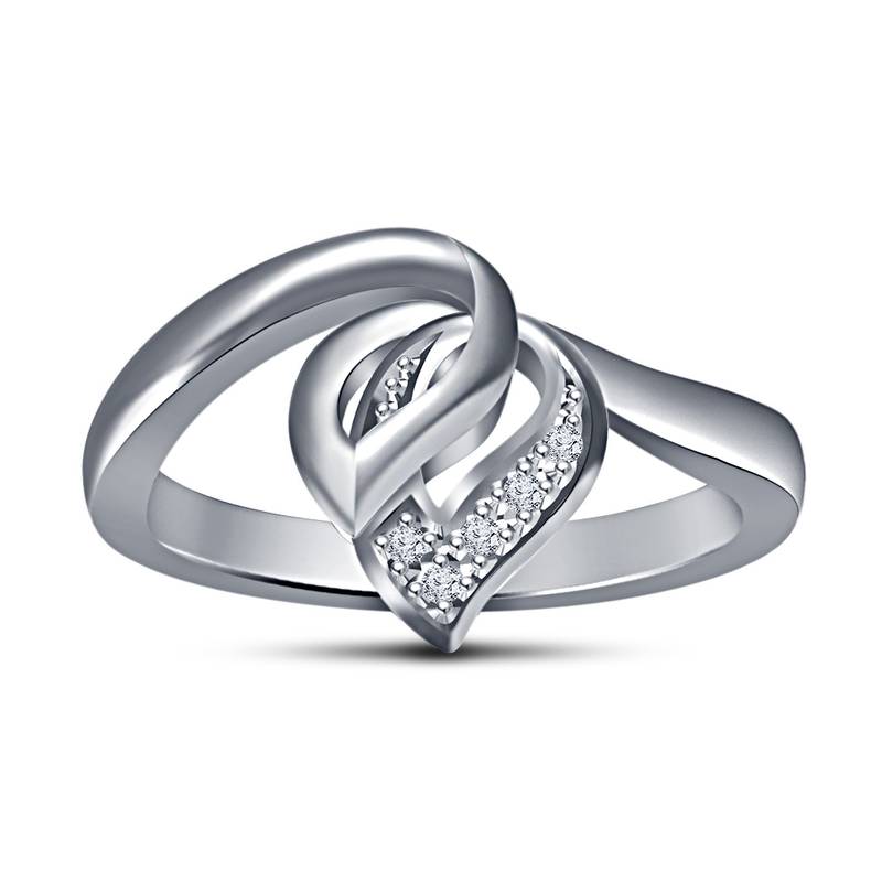 Sterling Silver Platinum Plated Double Leaf Design Ladies Wedding Engagement Ring
