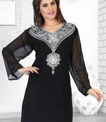 Black Embroidered Faux Georgette Kurti
