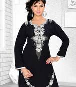 Black Embroidered Faux Georgette Kurti