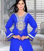Royal Blue Embroidered Faux Georgette Kurti
