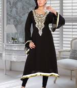 Black Embroidered Faux Georgette Kurti