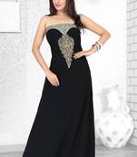 Black Embroidered Faux Georgette Fustan