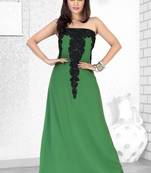 Mehendi Green Embroidered Faux Georgette Fustan