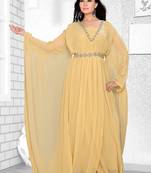 Beige Embroidered Faux Georgette Farasha