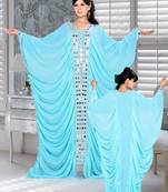 Sky Blue Embroidered Faux Georgette Farasha