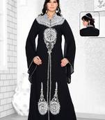 Black Embroidered Faux Georgette Kaftan