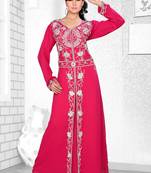 Burgundy Embroidered Faux Georgette Kaftan