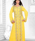 Yellow Embroidered Faux Georgette Kaftan