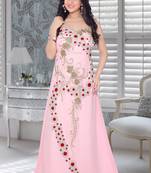 Baby Pink Faux Georgette Embroidered Fustan