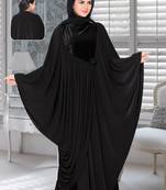 Black Lycra Embroidered Abaya With Hijab