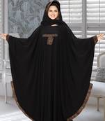 Black Lycra Embroidered Abaya With Hijab