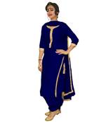 Navy blue plain cotton salwar