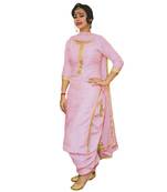 Baby pink plain cotton salwar