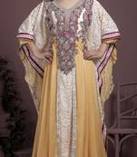 Off White And Maroon Georgette And Crepe Sequins And Stones Islamic Kaftans