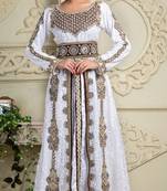 Brown And White Crepe And Silk And Georgette And Satin And Net Sequins And Stones Islamic Kaftans