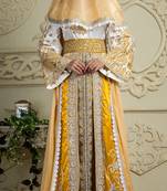 Yellow And White Crepe And Silk And Georgette And Satin And Net Sequins And Stones Islamic Kaftans