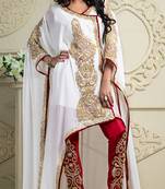 Maroon And Off White Crepe And Silk And Georgette Sequins And Stones Islamic Kaftans