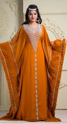 Black Crepe And Silk And Georgette Sequins And Stones Islamic Kaftans 1