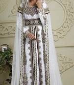 Brown And White Crepe And Silk And Georgette And Satin And Net Sequins And Stones Islamic Kaftans