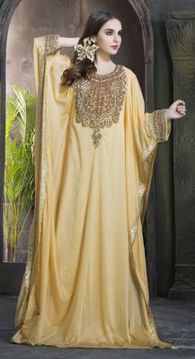 Gold Crepe Sequins And Lace And Stones Islamic Kaftans 1