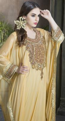 Gold Crepe Sequins And Lace And Stones Islamic Kaftans 2