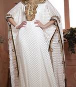 Off White Crepe And Brasso Stones And Sequins And Lace And Resham Islamic Kaftans