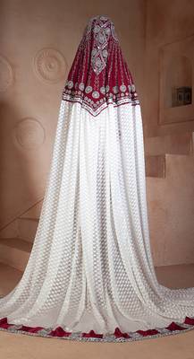 Off White And Maroon Crepe And Georgette And Silk And Brasso Stones And Sequins And Lace And Resham Islamic Kaftans 3